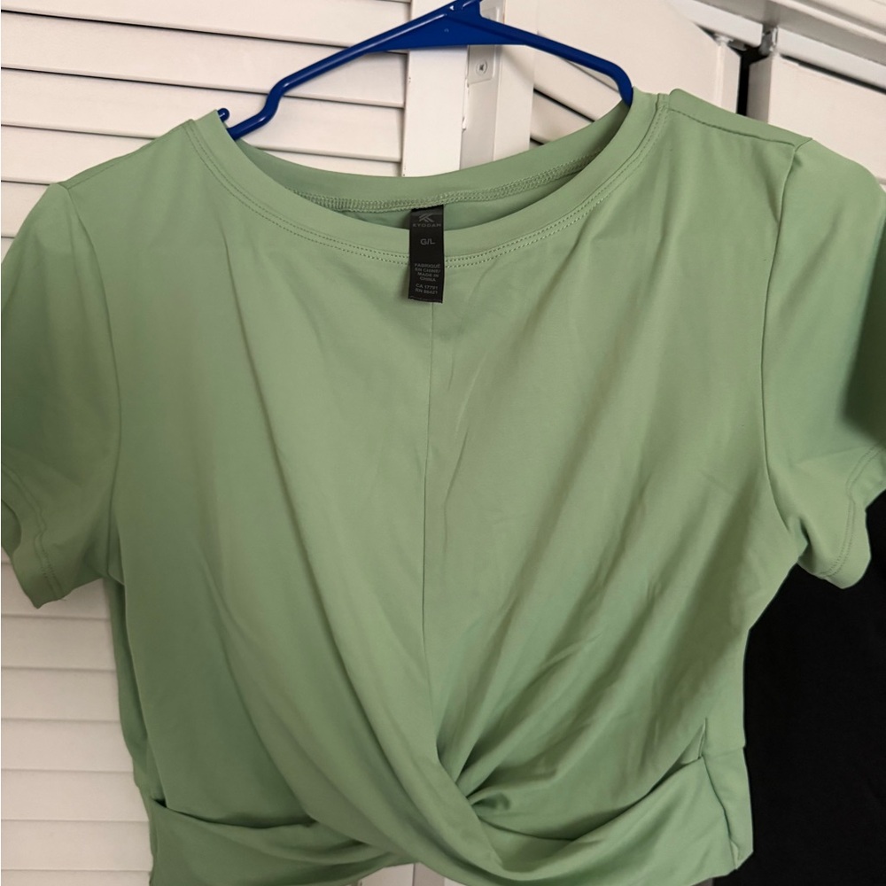 Kyodan Sage Green Short Sleeve Twist-Front Tee